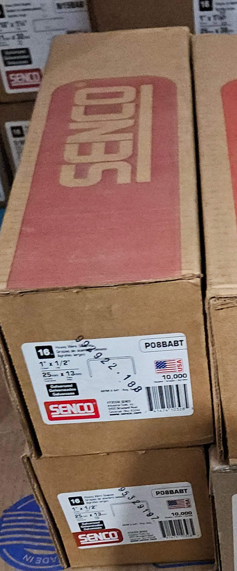 SENCO P08BAB 1"X1/2" STAPLES GALVANIZED 16GA MADE IN USA 10,000