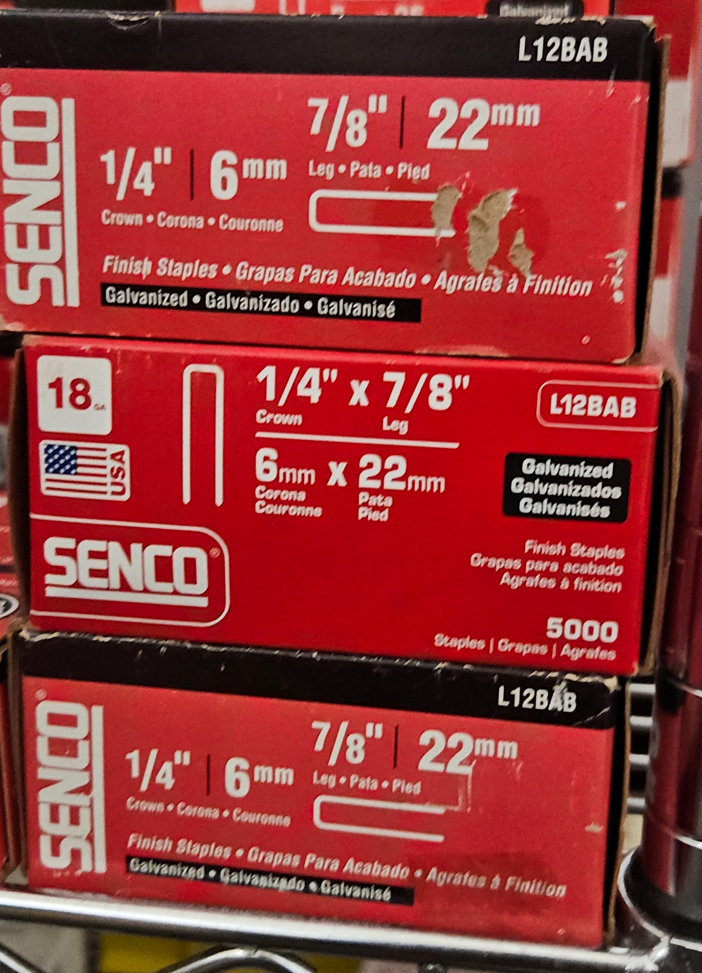 Senco L12BAB 7/8"x1/4" 18ga crown 5,000 qty galvanized