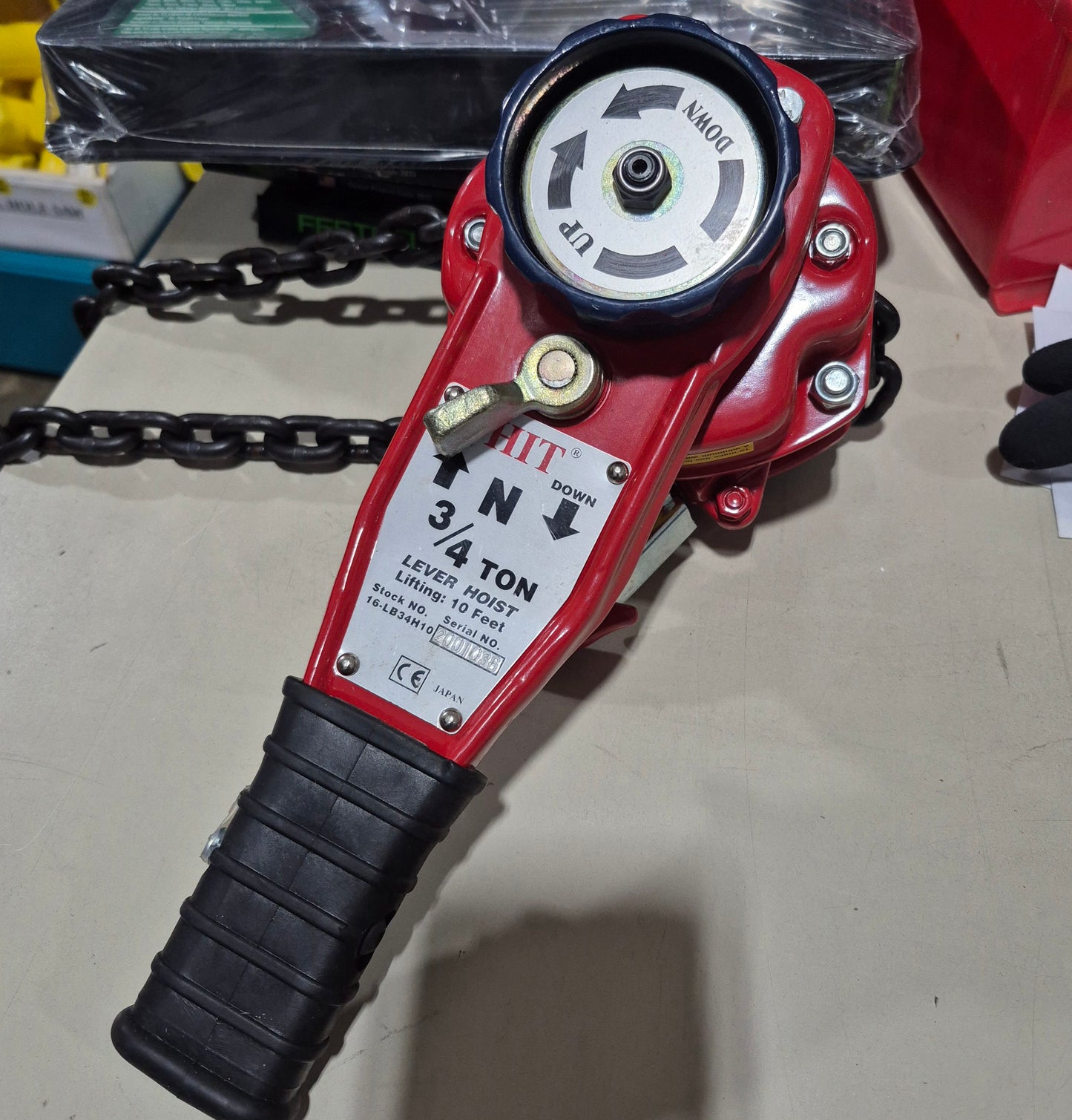 HIT-TOOLS 16-LB34H20 3/4 TON LEVER CHAIN HOIST 20' LIFT PULLER WITH SAFETY HOOKS (made in Japan)