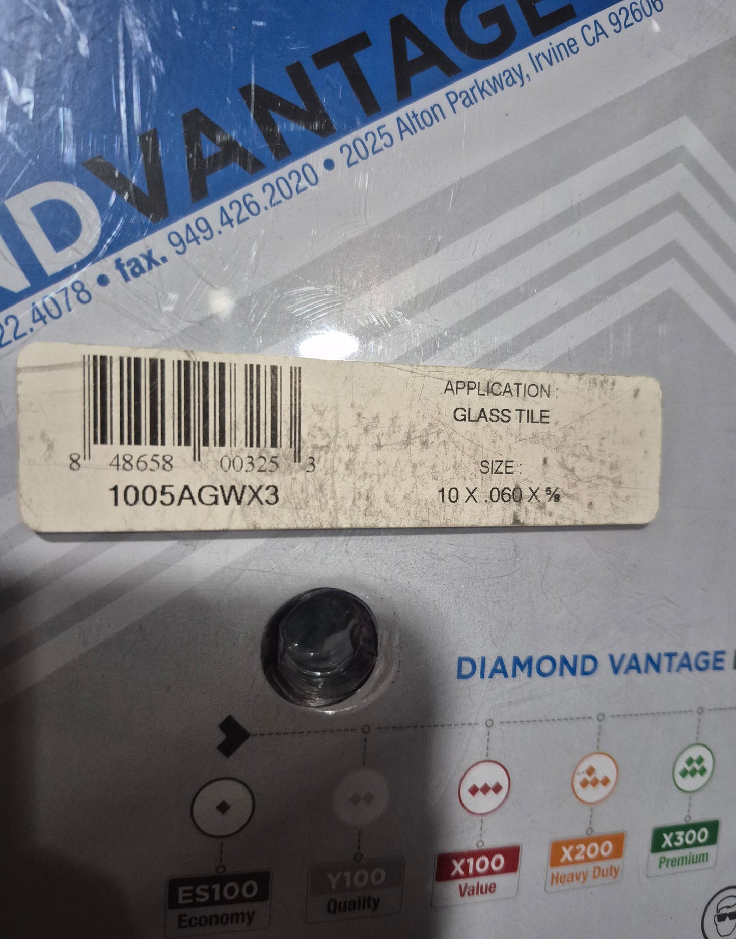 #1005AGWX3 10" Diamond Vantage (DV) saw blade made for cutting glass and tile. DV X3 Series