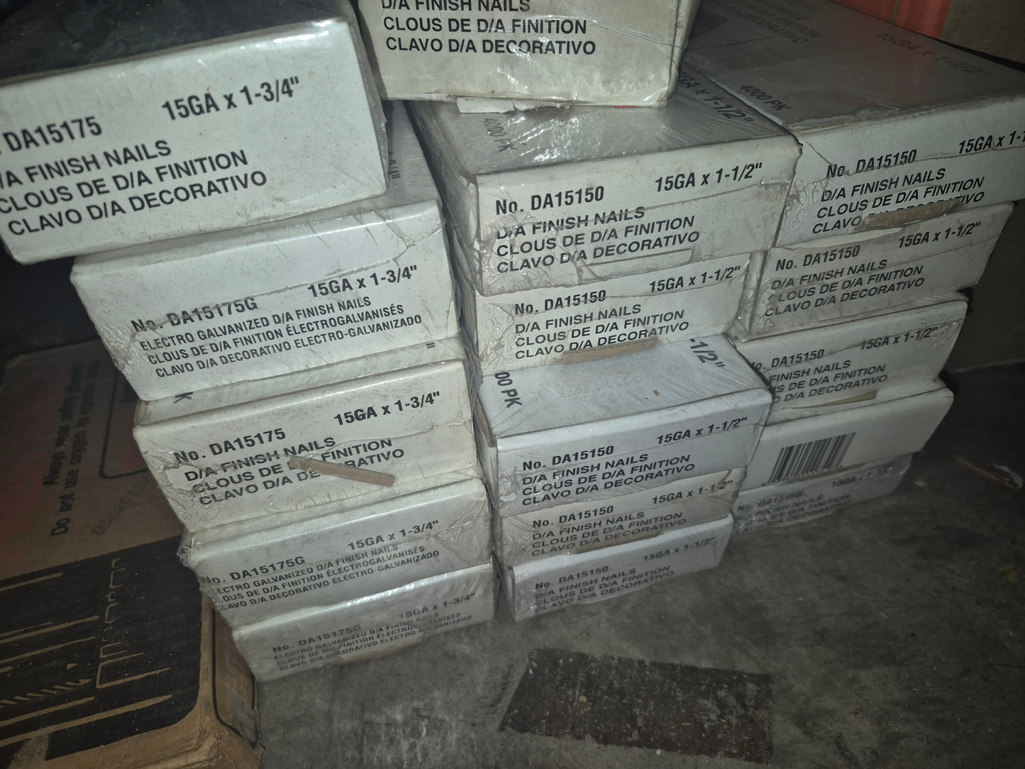 15 gauge angle nails 1-3/4" 4,000 bright basic