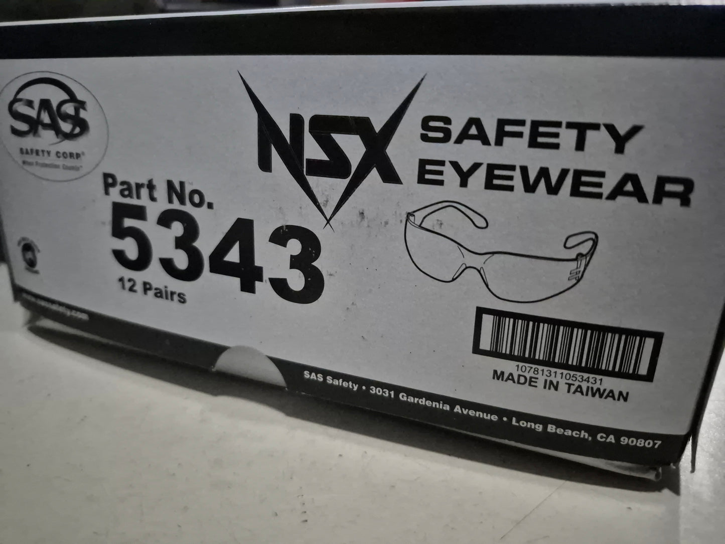 SAS 5343 black nsx safety glasses bulk