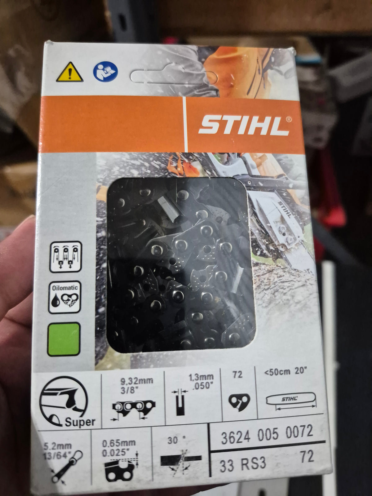 Stihl 33rs3-72 20" 1.3mm .050" 3/8 chain