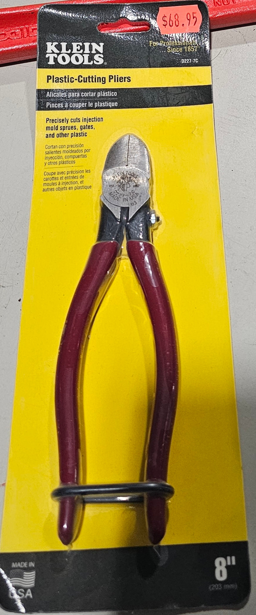 Klein Tools D227-7C Pliers, Adjustable Diagonal Cutting Pliers with Spring Loaded Flush Cutting Knives, Special Use Plastic Cutters