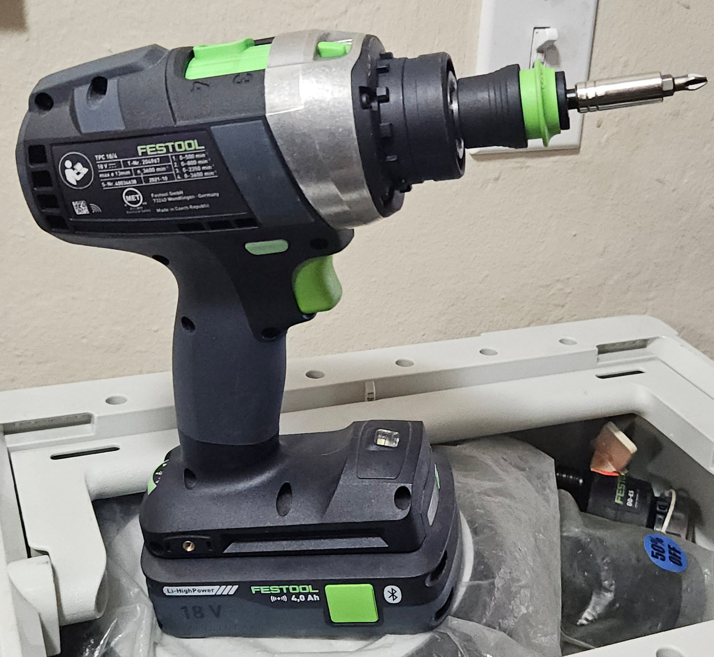 $519. Clearance sale. Festool 576778 Cordless Percussion Drill  Kit. TPC 18/4 HPC4,0 I-Set Quadrive (open box/display)