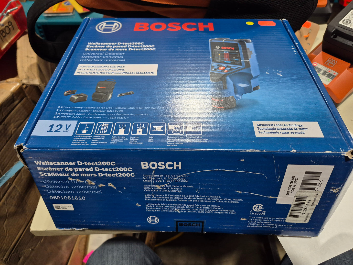 BOSCH D-tect200C Professional 12V Detector/ Scanner (new, but open box)