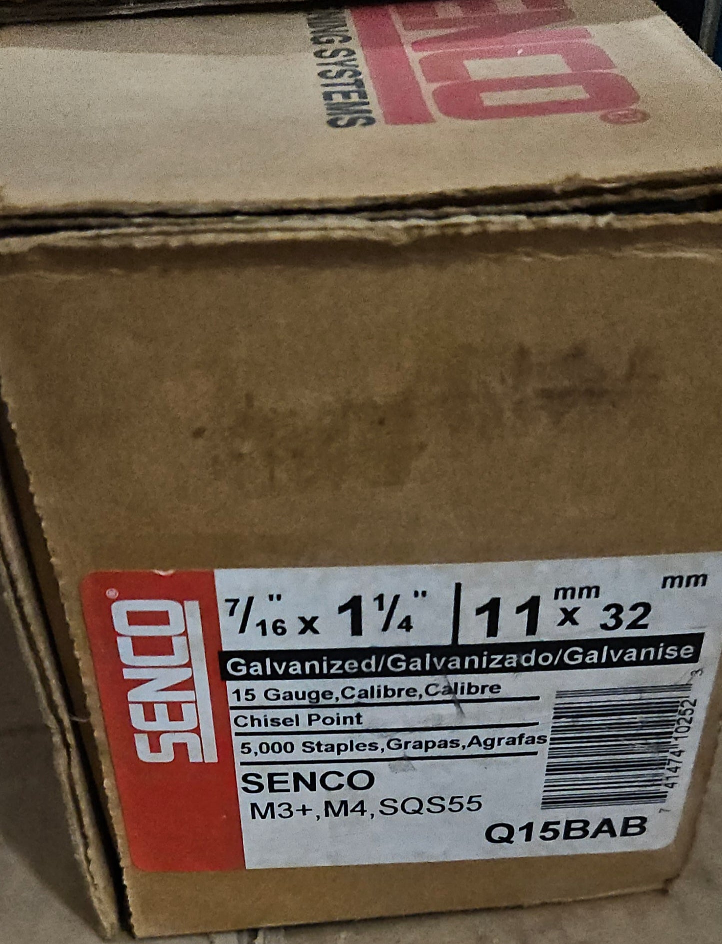 Senco Q15BAB 7/16"X1-1/4" staples for Q stapler gun