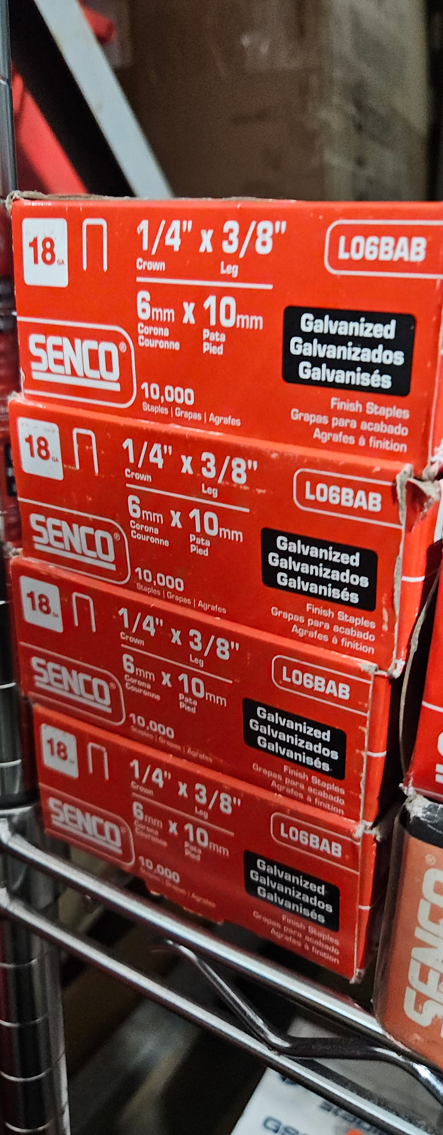 Senco L06BAB 1/4"x3/8" 18ga staples 10,000 qty galvanize