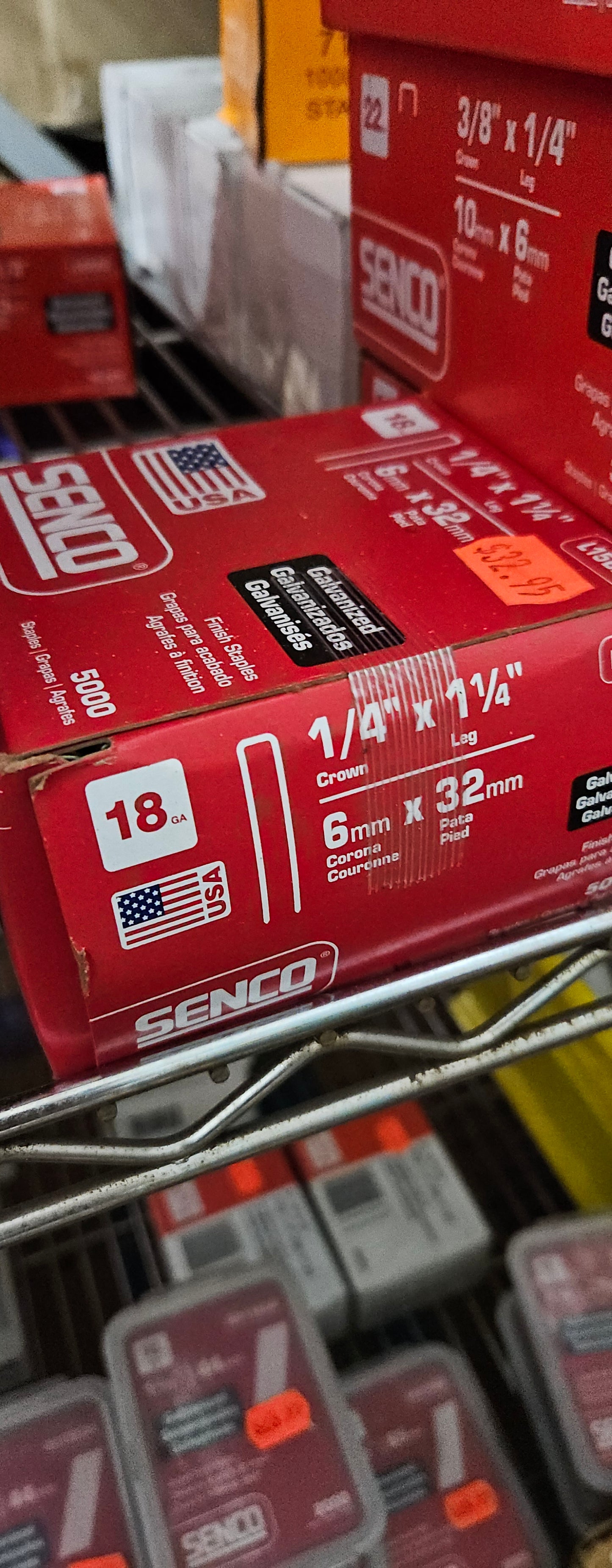 Senco L15BAB 1/4"x1-1/4" 18ga crown staples galvanized 5,000 qty