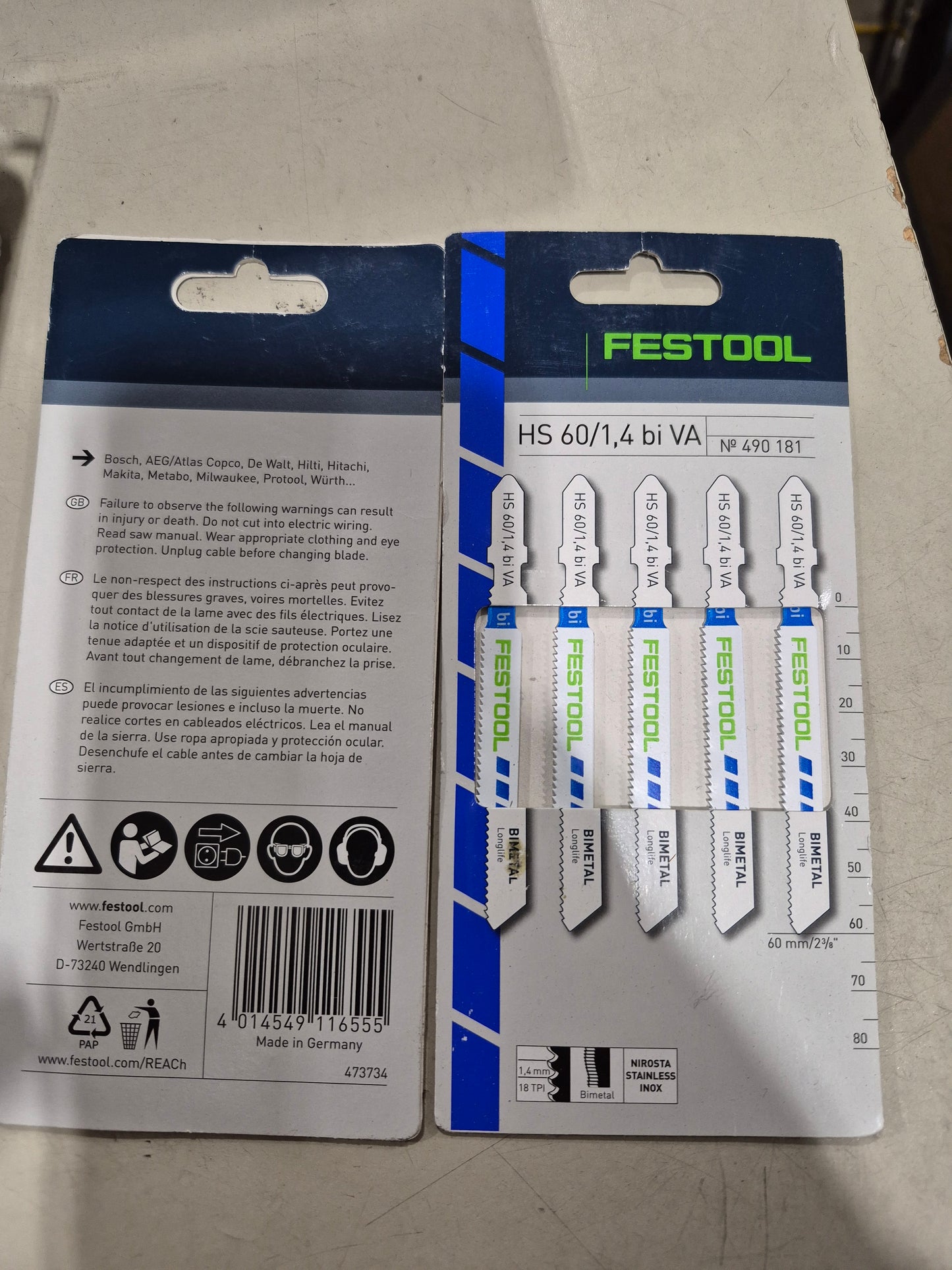 Festool Jigsaw Blade HS 60/1.4 BI VA No.490181