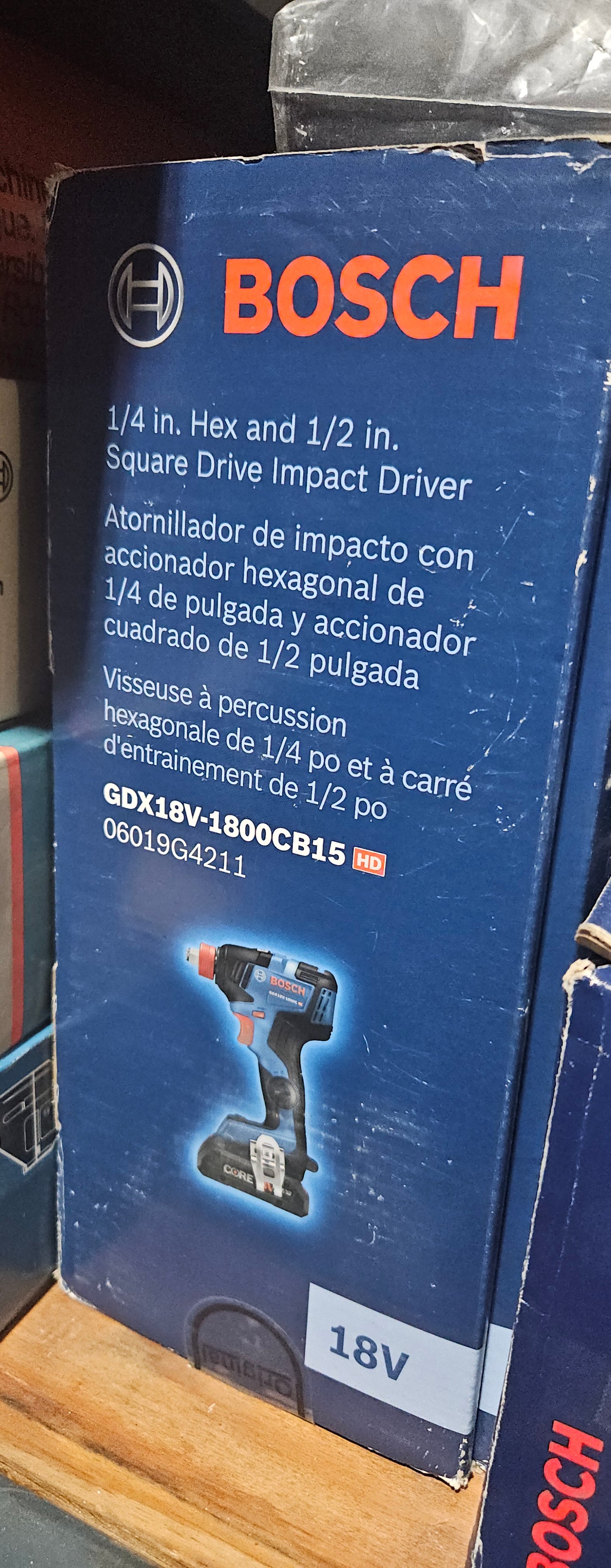 Bosch 18V 1/2" sq drive impact wrench and 1/4" hex screw gun kit (open box,new)