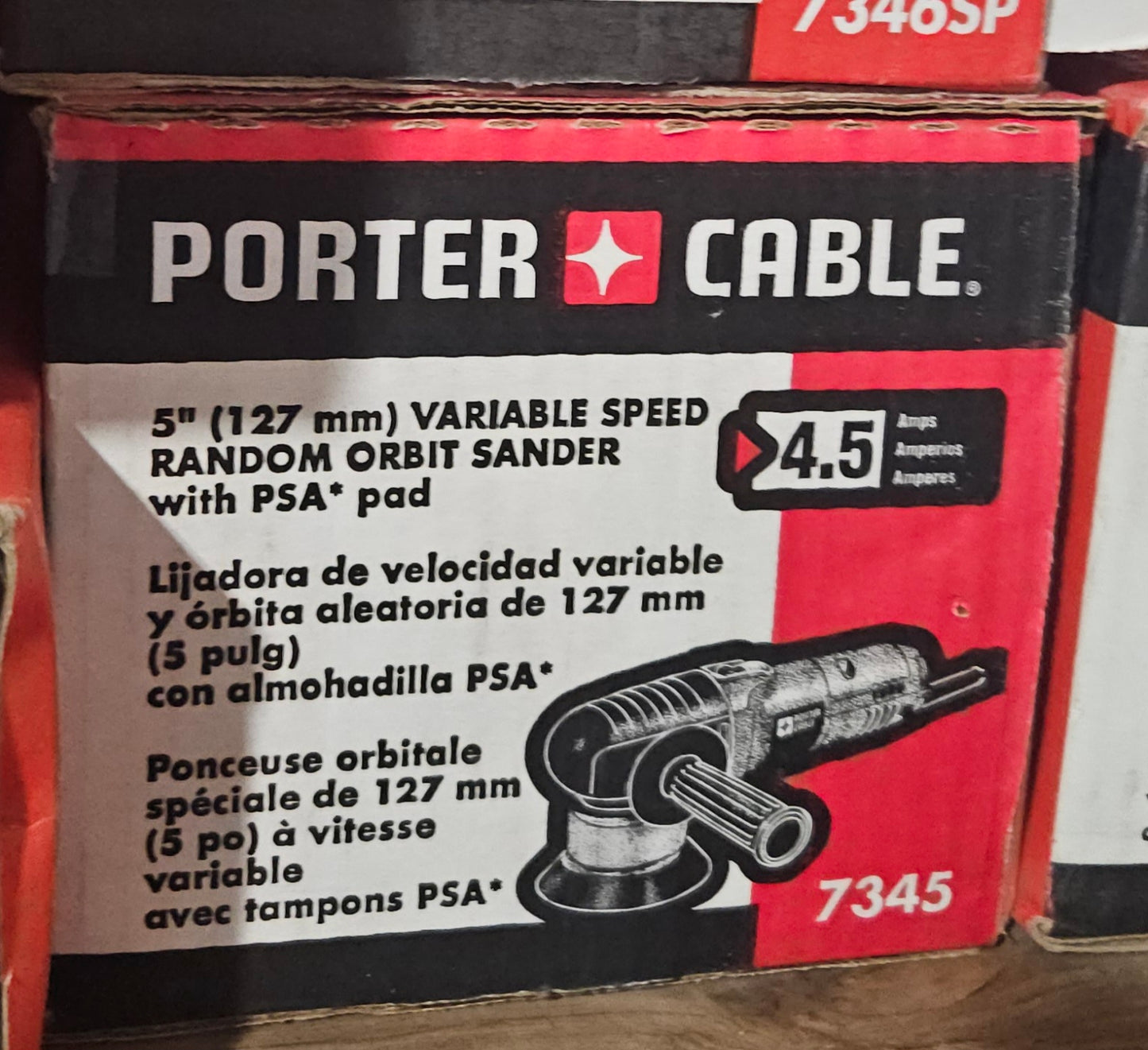 Porter Cable 7345 5" sander random orbital sander with variable speed.