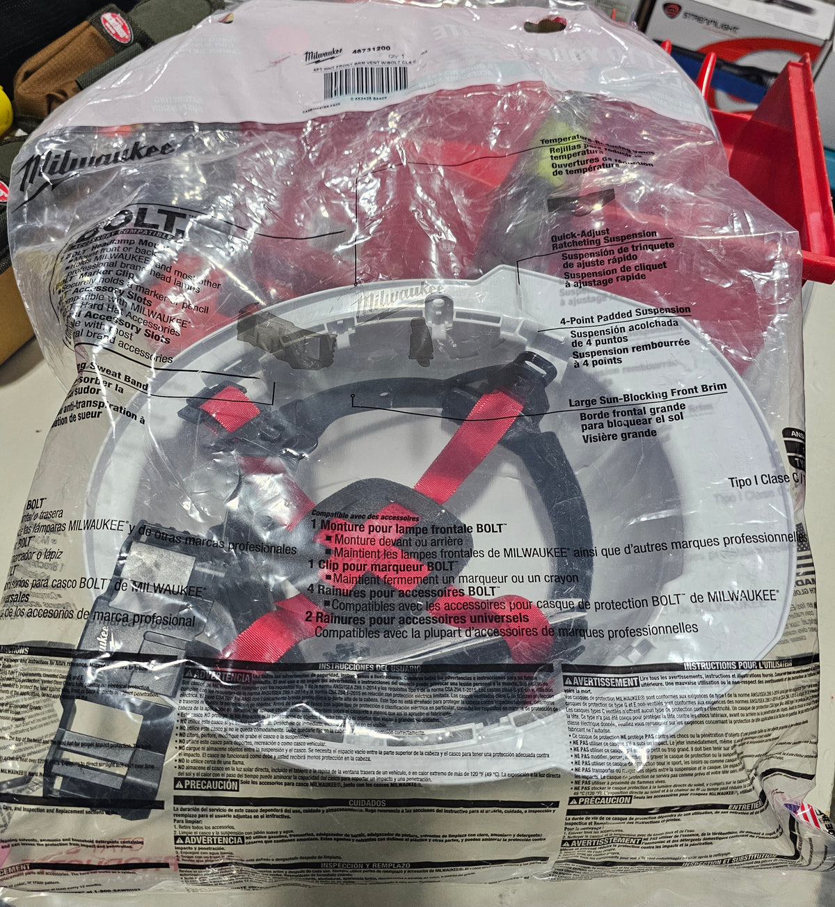48-73-1200 White Front Brim Vented Hard Hat W/4Pt Ratcheting Suspension - Type 1, Class C Milwaukee Electric Tool Corp