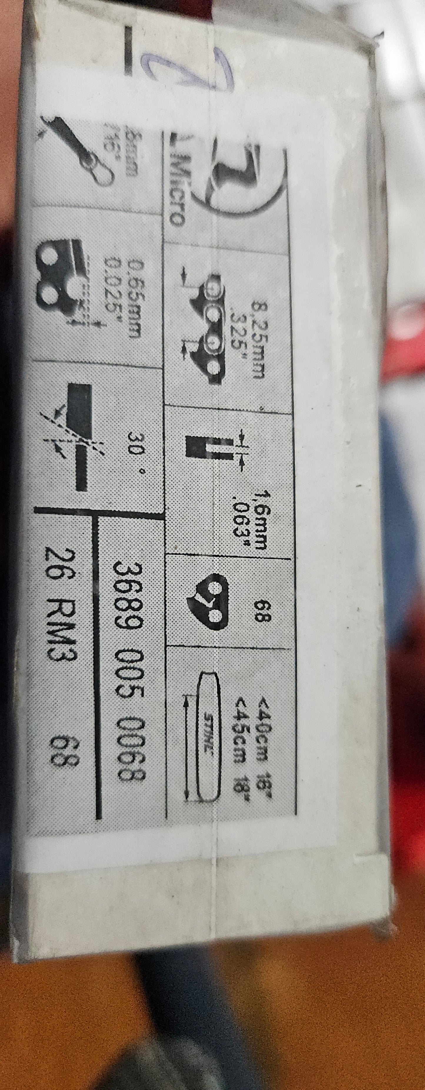 Stihl 26-rmc3-68 chain for 16" bar .325, custom-made chain, open box chain.