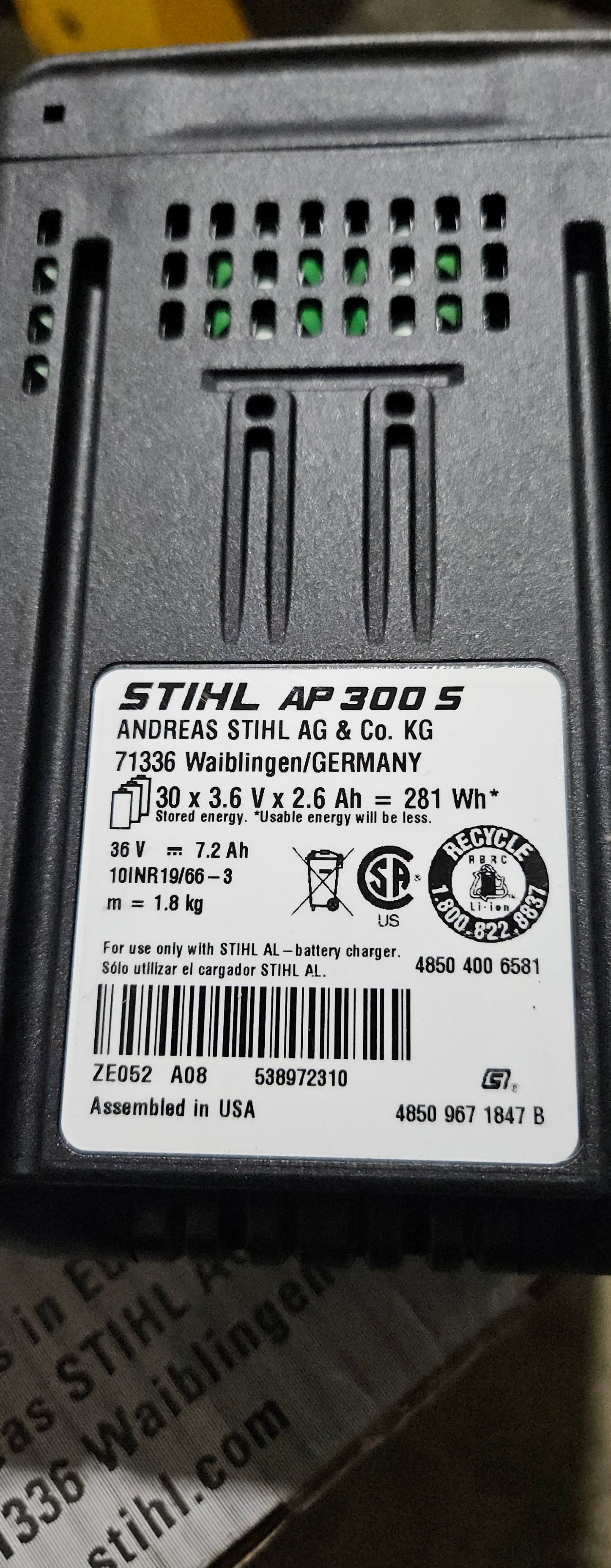 Stihl AP 300 S battery long run time for AP series tools