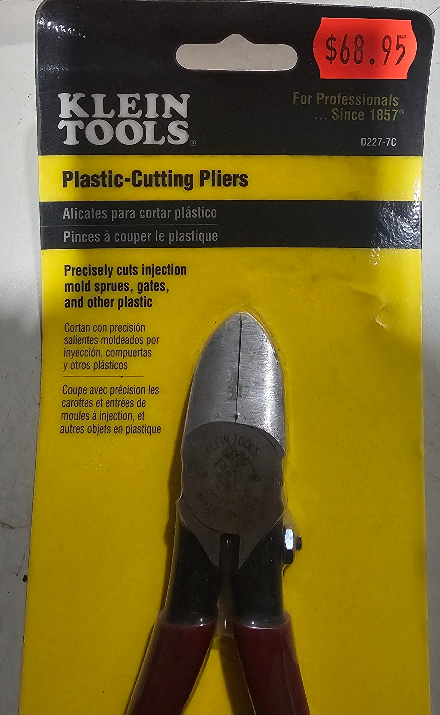 Klein Tools D227-7C Pliers, Adjustable Diagonal Cutting Pliers with Spring Loaded Flush Cutting Knives, Special Use Plastic Cutters