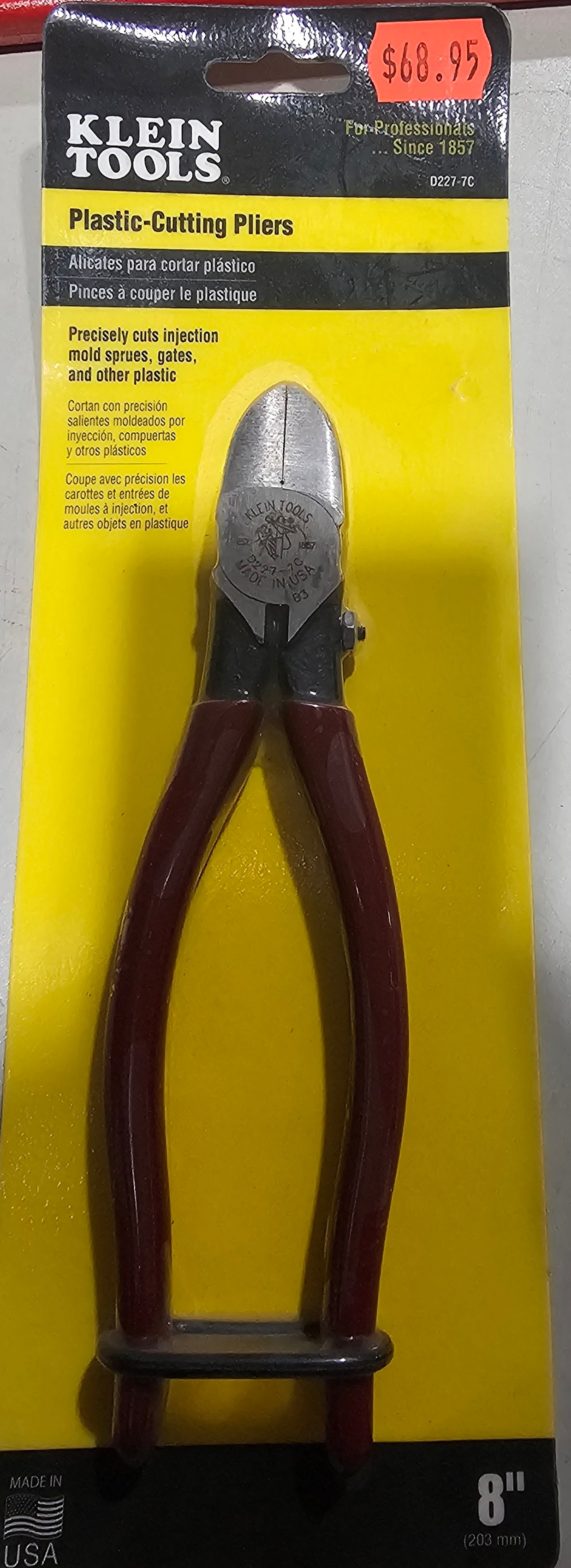 Klein Tools D227-7C Pliers, Adjustable Diagonal Cutting Pliers with Spring Loaded Flush Cutting Knives, Special Use Plastic Cutters