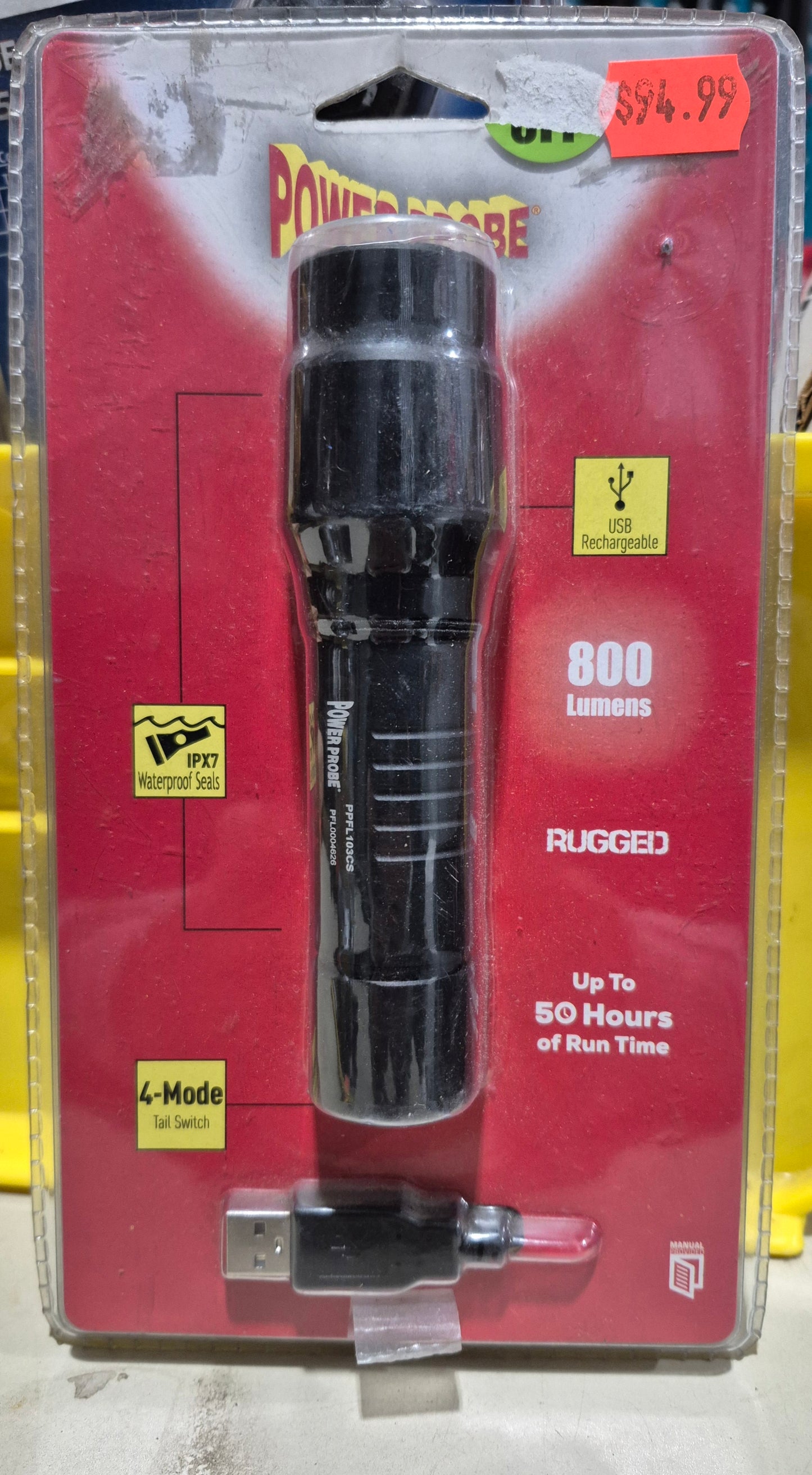 Power Probe PPFL103CS - 800 lm Black LED Flashlight