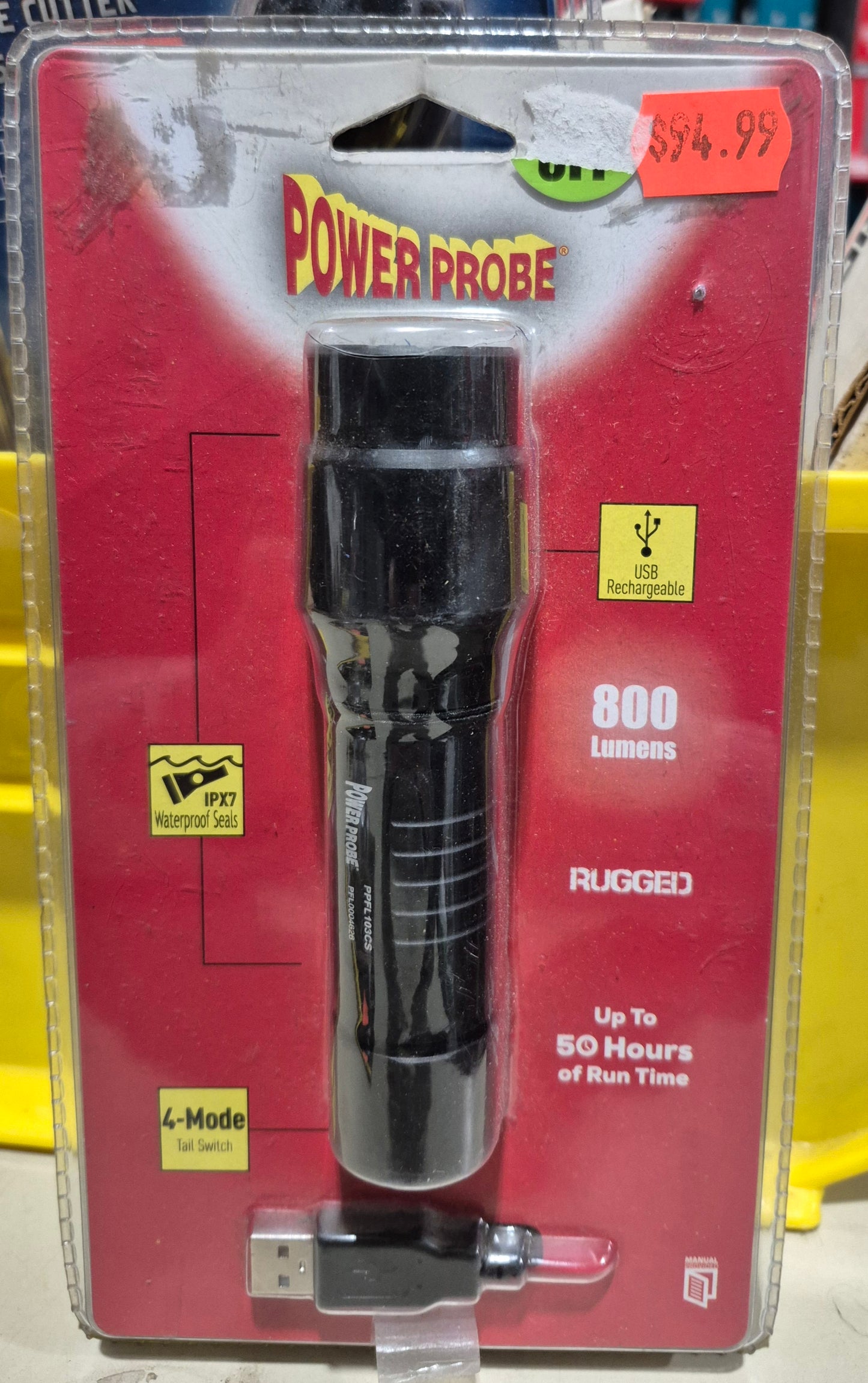 Power Probe PPFL103CS - 800 lm Black LED Flashlight