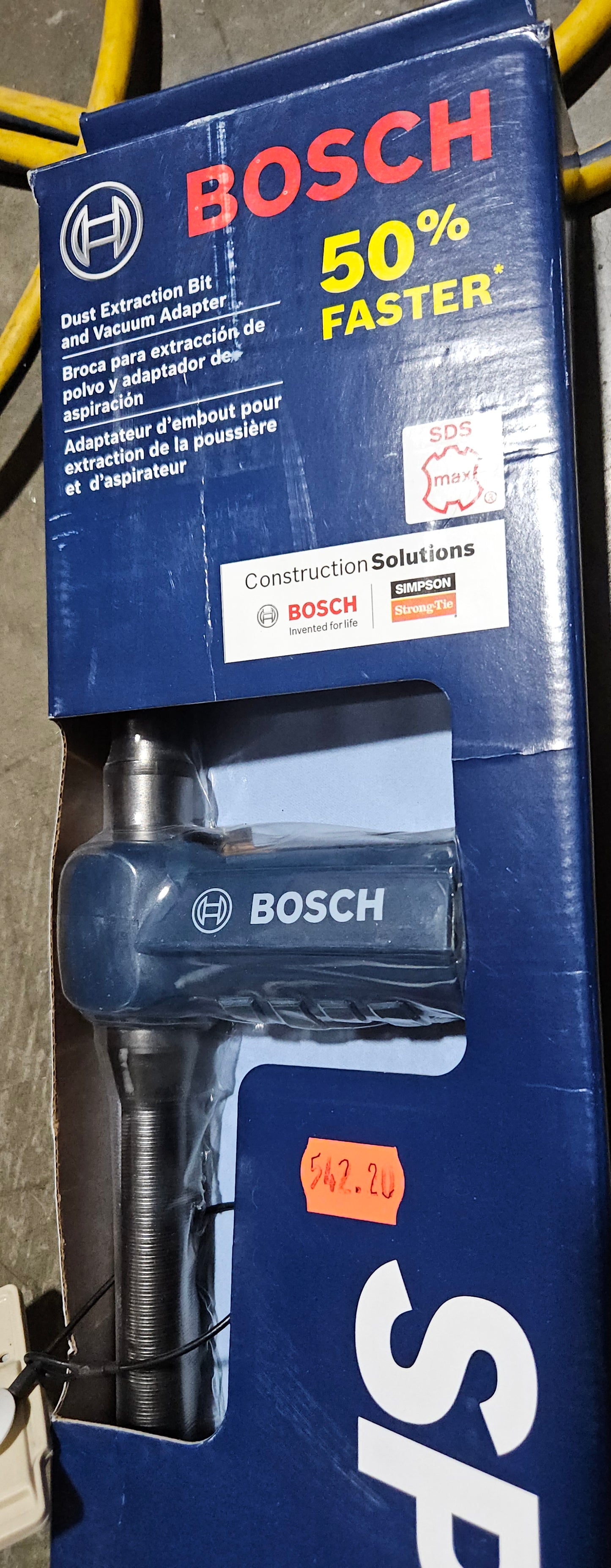 Bosch 1-3/8"x34" sds-max concrete bit dxs5082 with dust collection