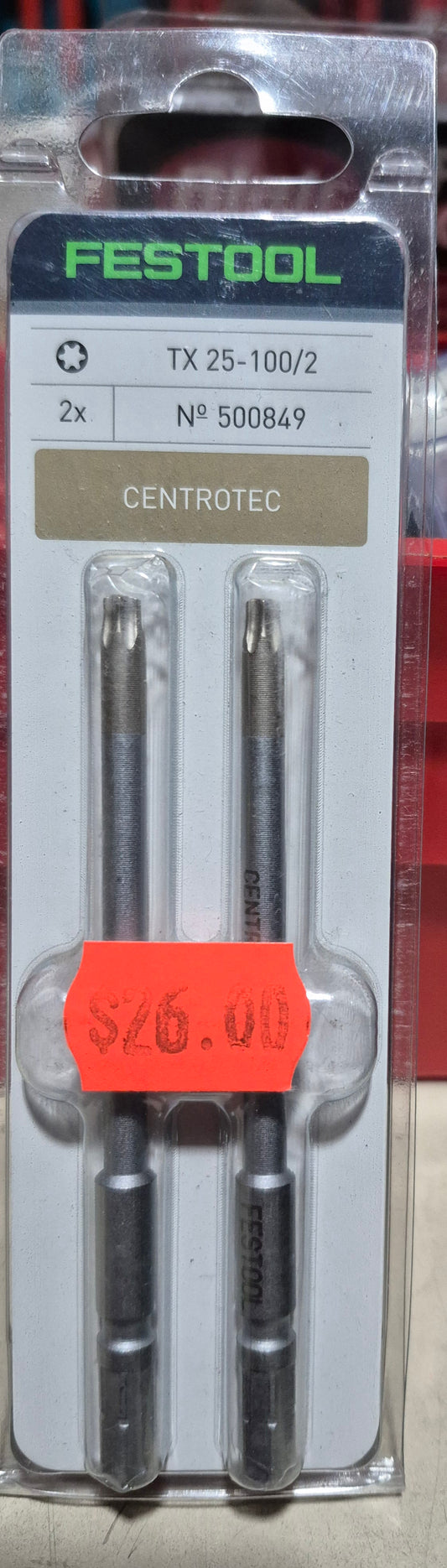 Festool 500849 4" Centrotec Torx 25 Drill Bit, 2 Piece