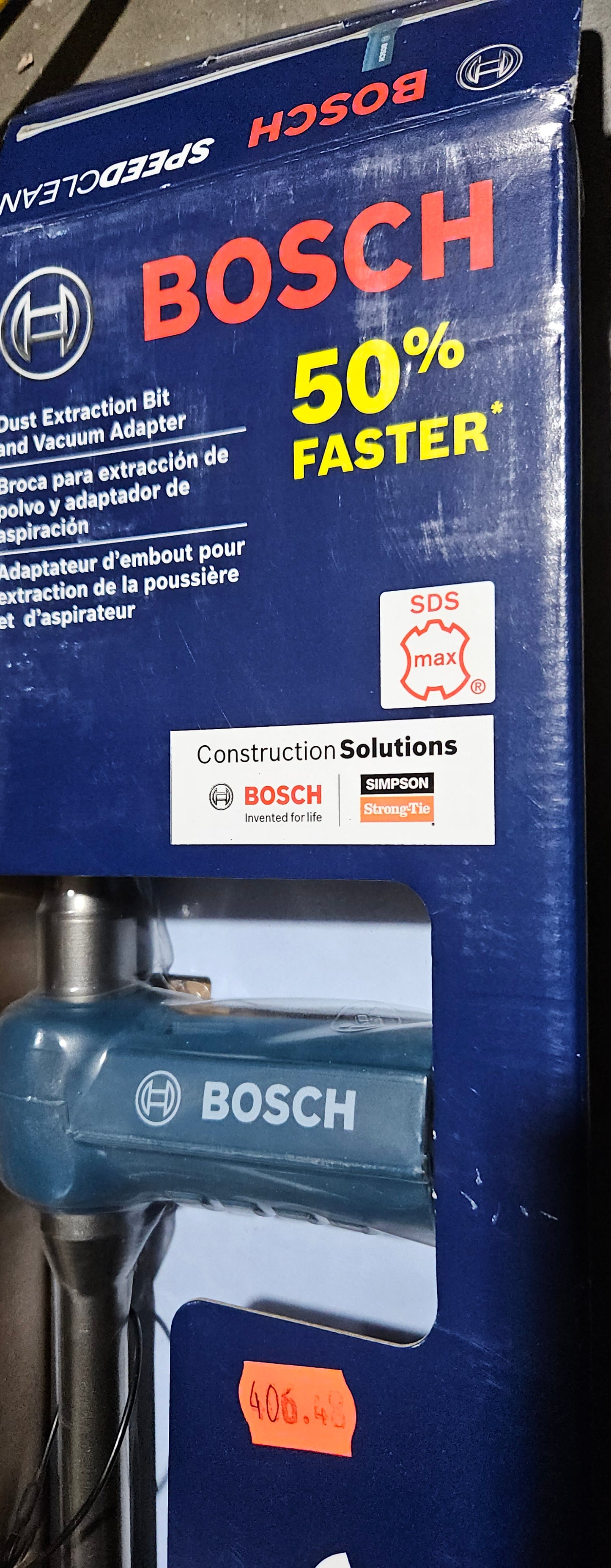 Bosch 1"x27" sds-max concrete bit with dust collection dxs5054