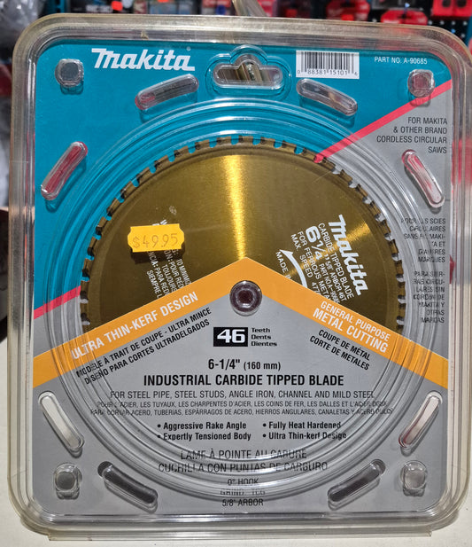 MAKITA 6‑1/4" 46T Carbide‑Tipped Saw Blade, Metal/General Purpose