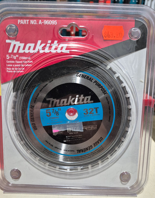 Makita 5‑7/8" 32T Carbide‑Tipped Saw Blade, Metal/General Purpose