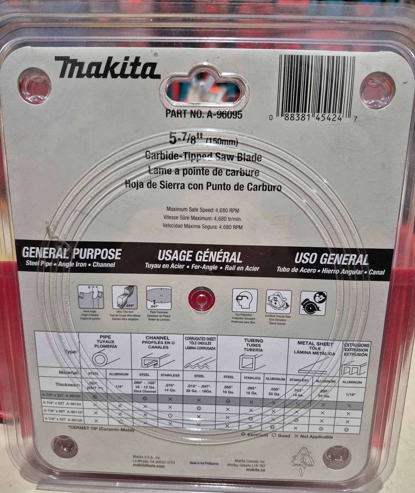 Makita 5‑7/8" 32T Carbide‑Tipped Saw Blade, Metal/General Purpose