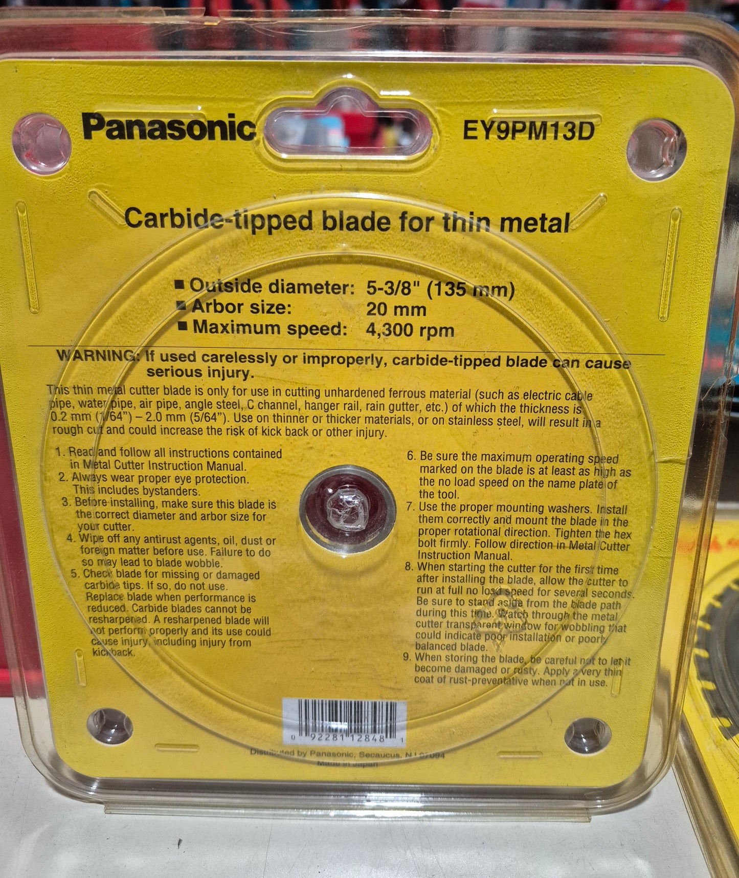 Panasonic EY9PM13D (50 Carbide Tooth) Saw Blade 5-3/8" (135mm)-For EY3530 EY4542 Metal-Cutting Saw-Genuine OEM