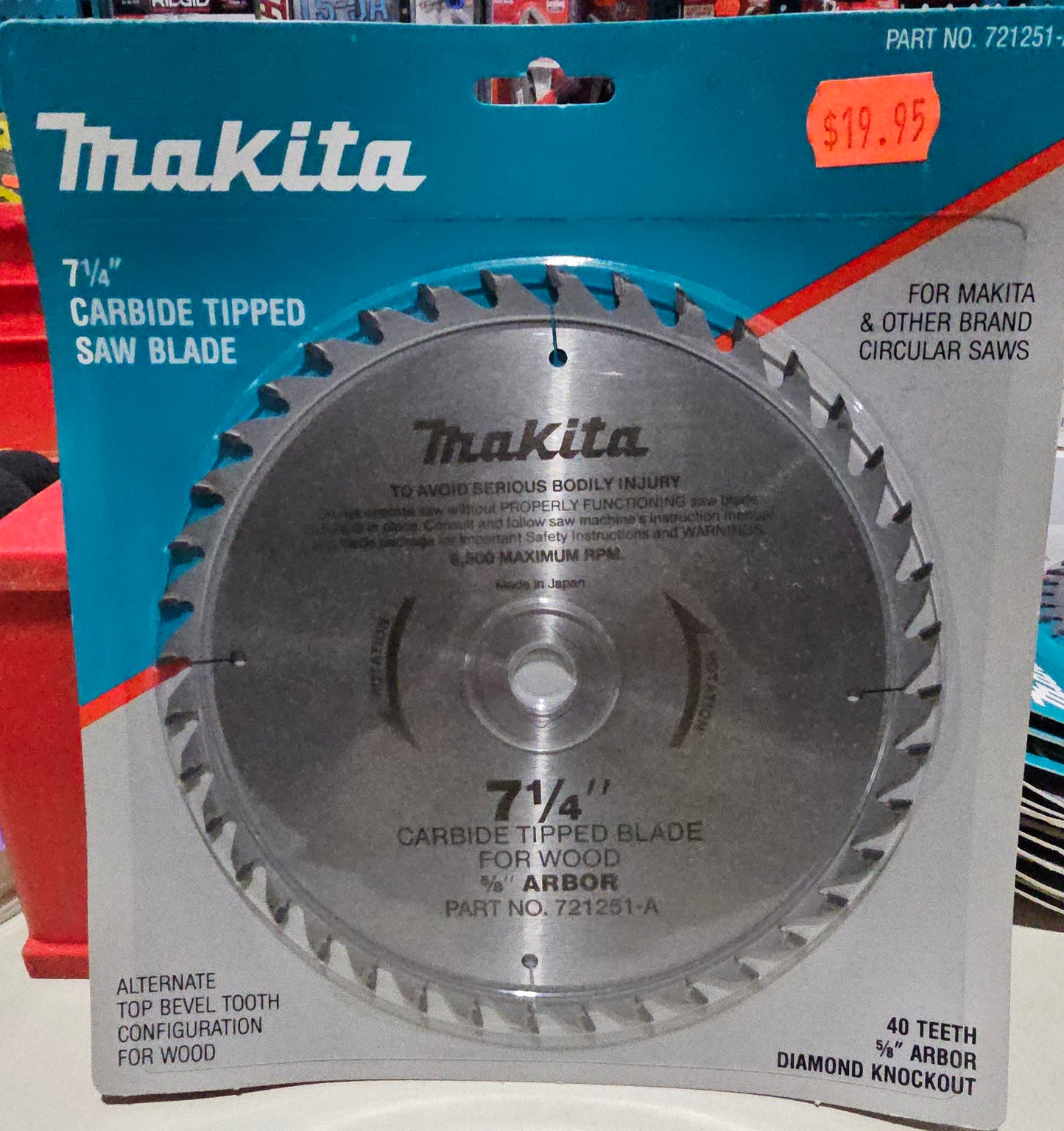 Makita 721251-A 7-1/4" 40T Carbide-Tipped Circular Saw Blade, Fine Crosscutting