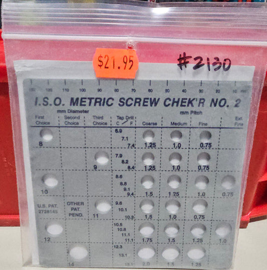 Screw Chek'r Metric Screw Thread Size Gauge No. 2 (8MM to 14MM) 1/8 Inch Heavy Gauge Steel Screw Checker, Made In USA, 2130