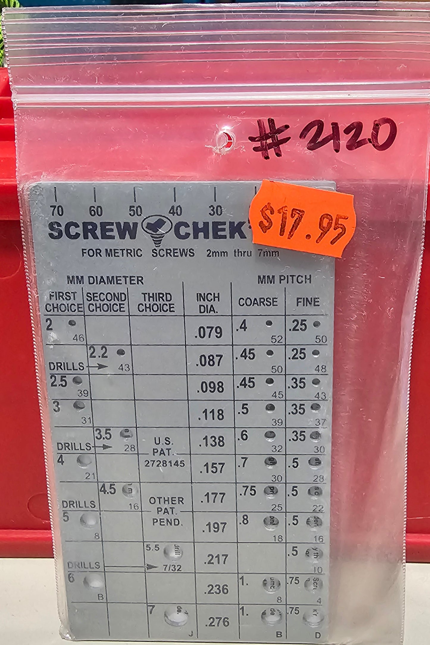 Screw Chek’r SAE/ Inch Screw Thread Size Gauge (No. 1 to 5/16) 1/8 Inch Heavy Gauge Steel Screw Checker, Made in USA