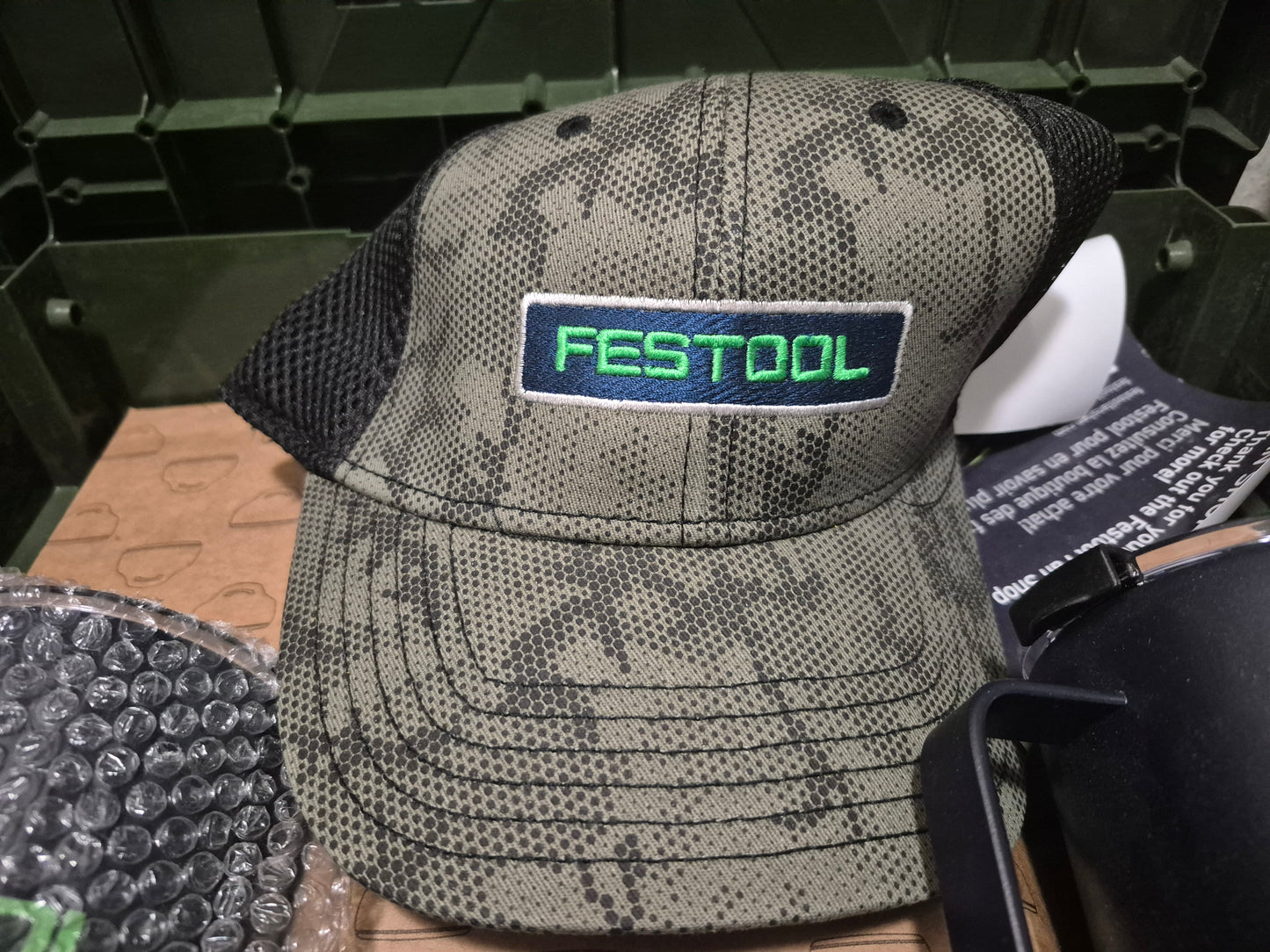 FESTOOL 577712 Limited Edition Outdoor Systainer3. 2 caps and a hat with systainer