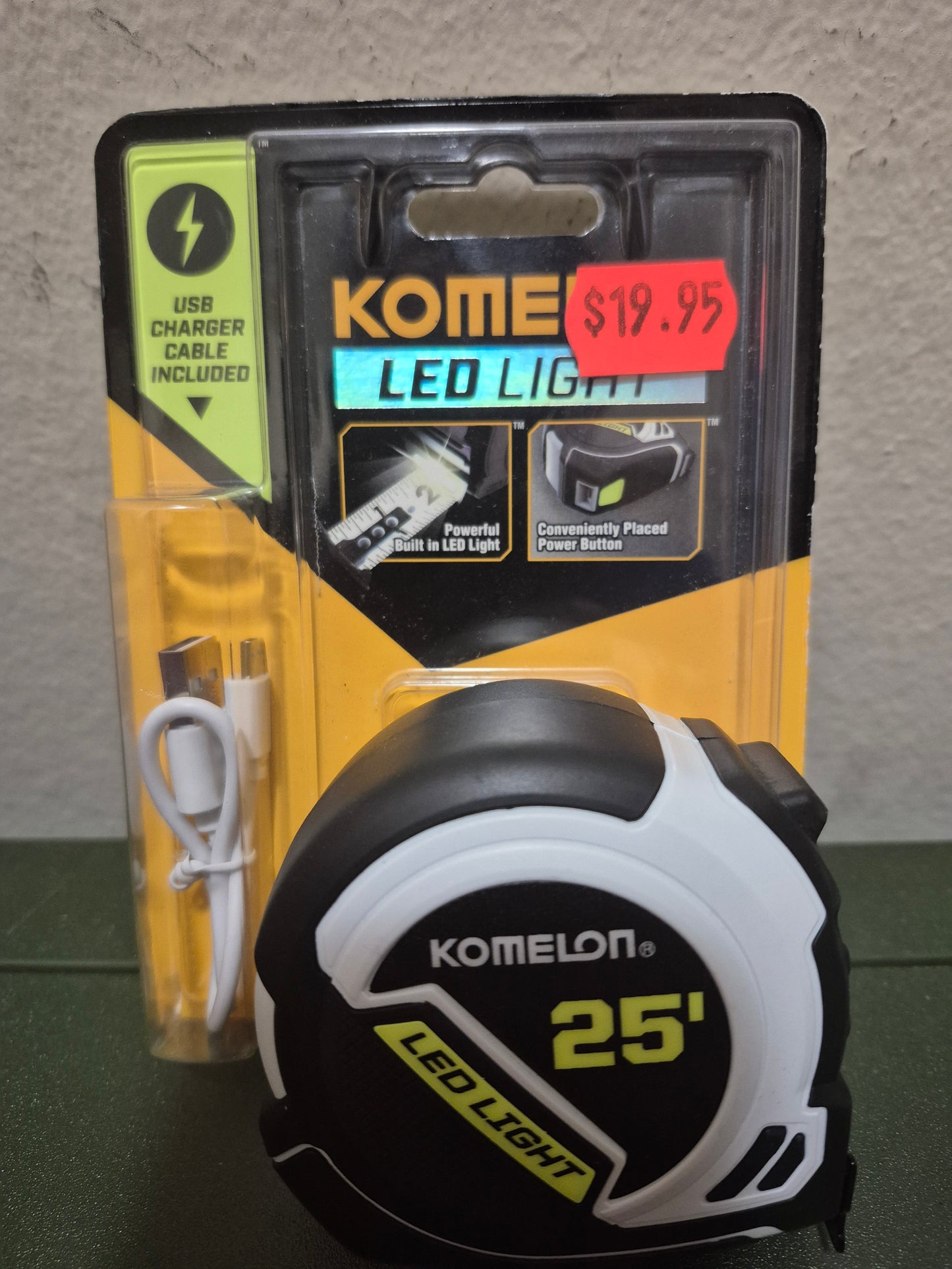 Komelon #25led 25ftx1" led tap, measuring