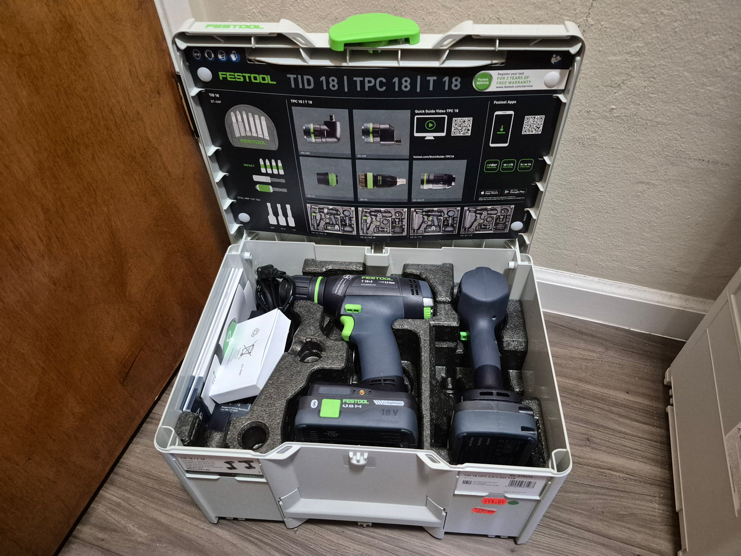 Festool 576494 TID 18 Impact Driver & T 18 HPC Drill/Driver Combo Kit, with (2) 4.0Ah Batteries and Systainer3 18v