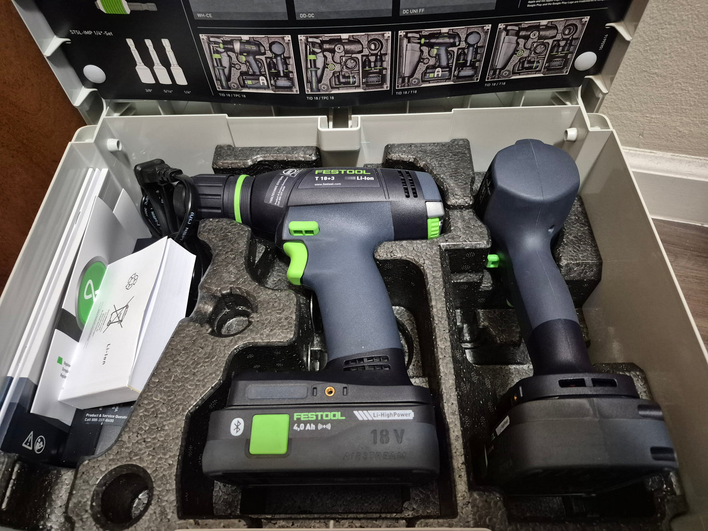 Festool 576494 TID 18 Impact Driver & T 18 HPC Drill/Driver Combo Kit, with (2) 4.0Ah Batteries and Systainer3 18v