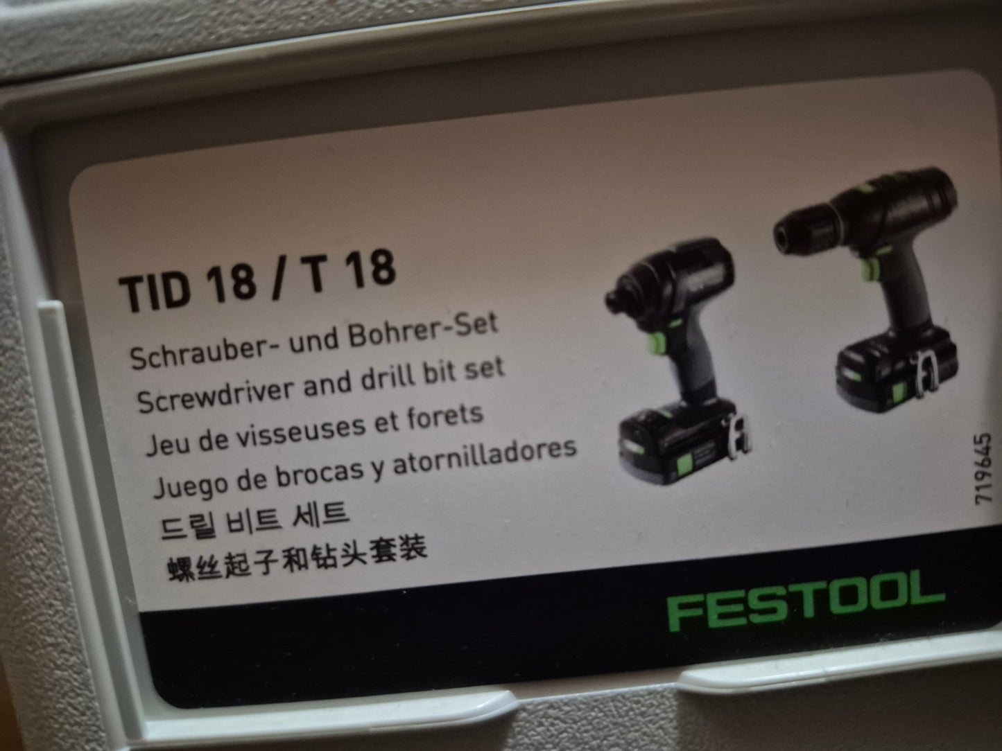 Festool 576494 TID 18 Impact Driver & T 18 HPC Drill/Driver Combo Kit, with (2) 4.0Ah Batteries and Systainer3 18v