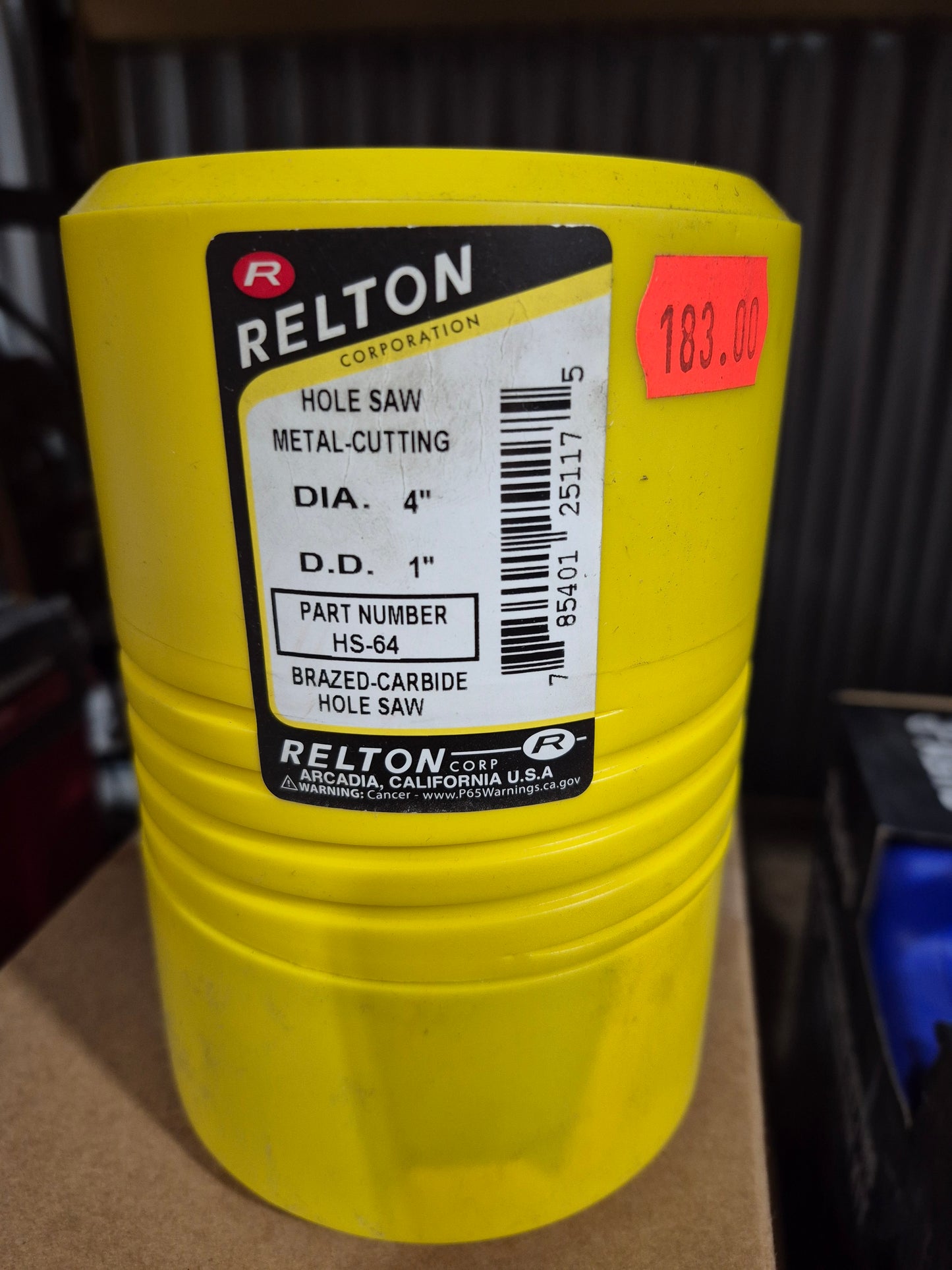 Relton HS-64 4" Brazed-Carbide Hole Saw Metal-Cutting Series