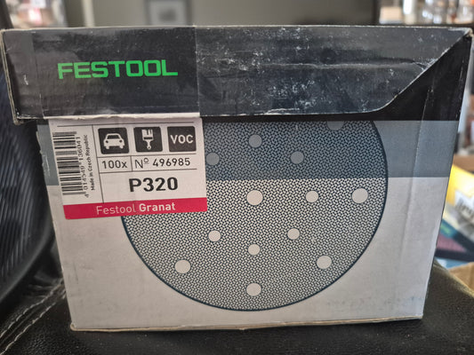 Festool 6" D150 320 grit granat sandpaper open box x30 496985