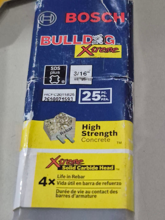 Bosch (25pcs) 3/16×4×6 sds plus concrete bit fchc2011 (bundled)
