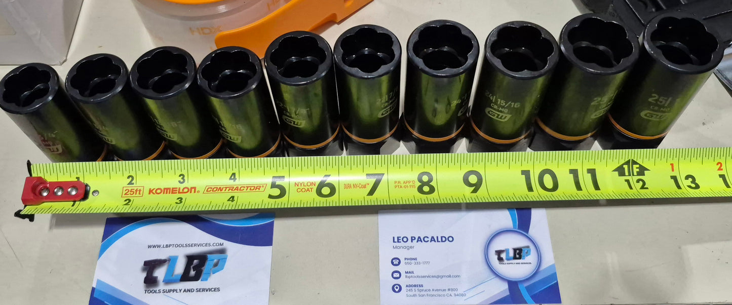 Gear Wrench 10pcs impact Socket extractor set 3/4-1"(19-25mm)
