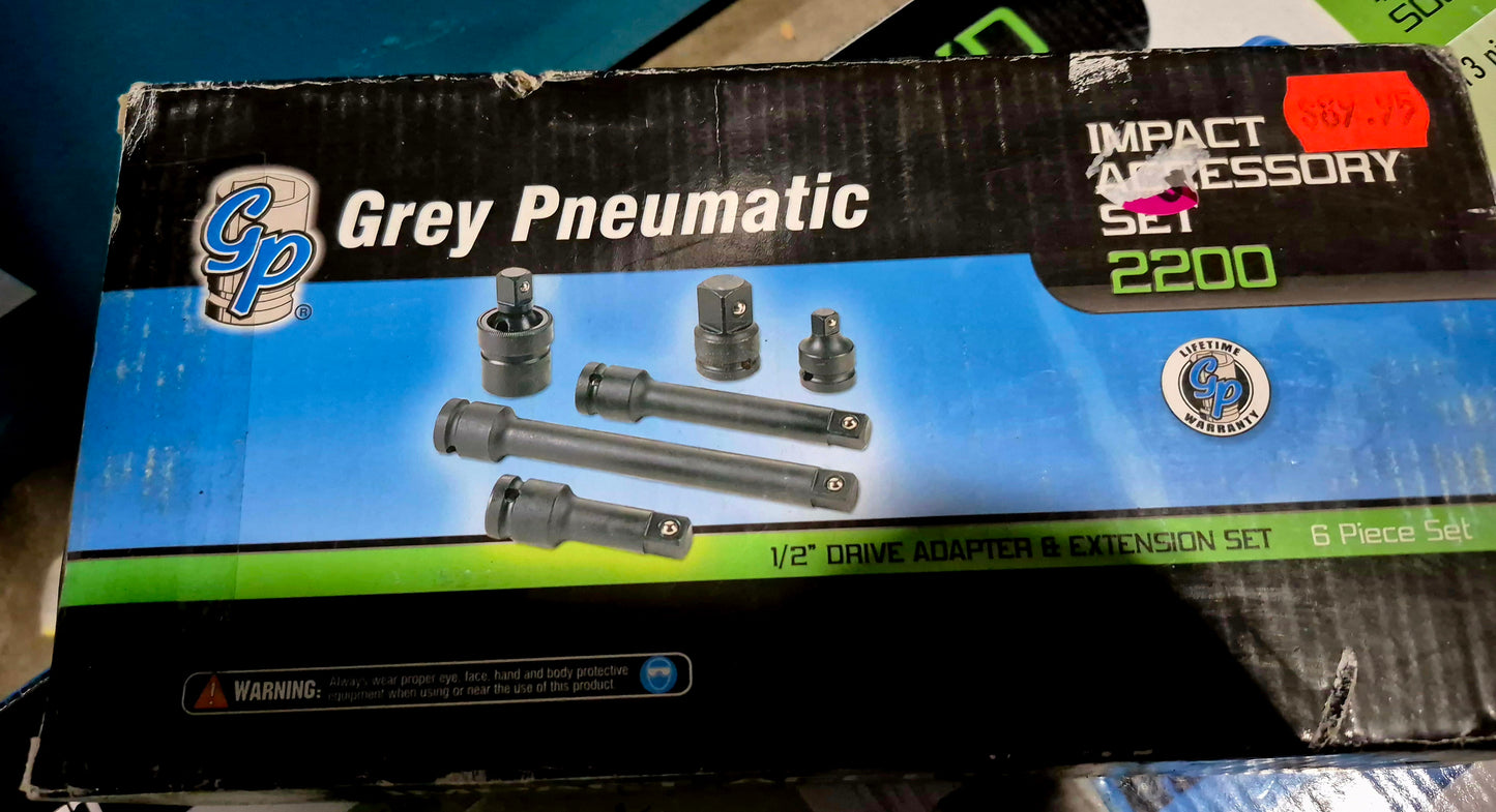 Grey Pneumatic 2200 1/2" Drive 6-Piece Adapter/Extension Socket Set