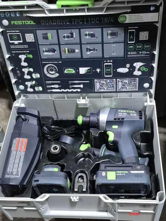Festool 576778 Cordless Percussion Drill Kit TPC 18/4 HPC4,0 I-Set Quadrive (new tools)