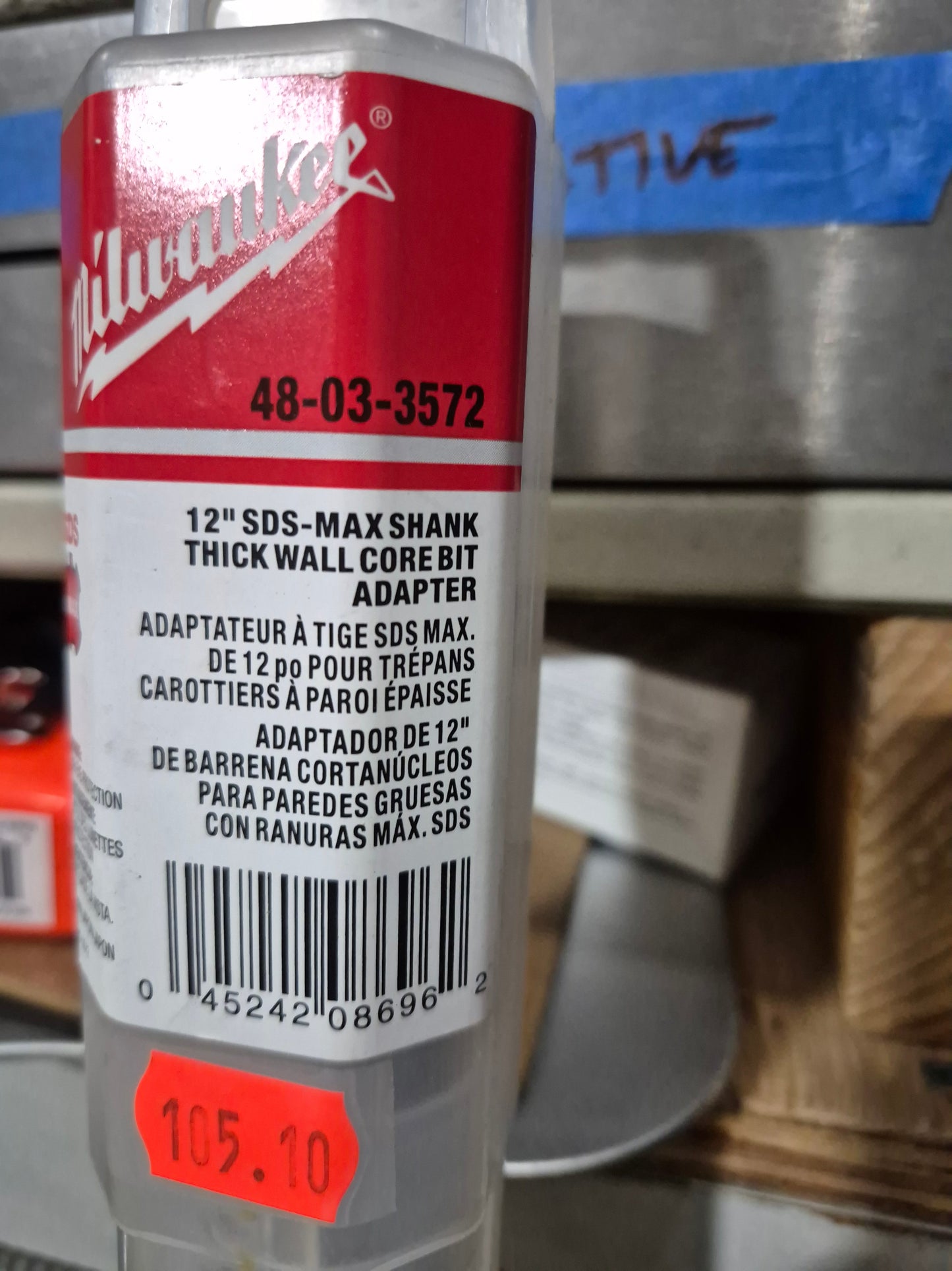 Milwaukee SDS Max Thick Wall Core Bit 12 Adapter Shank 48-03-3572 is a 12-inch core bit