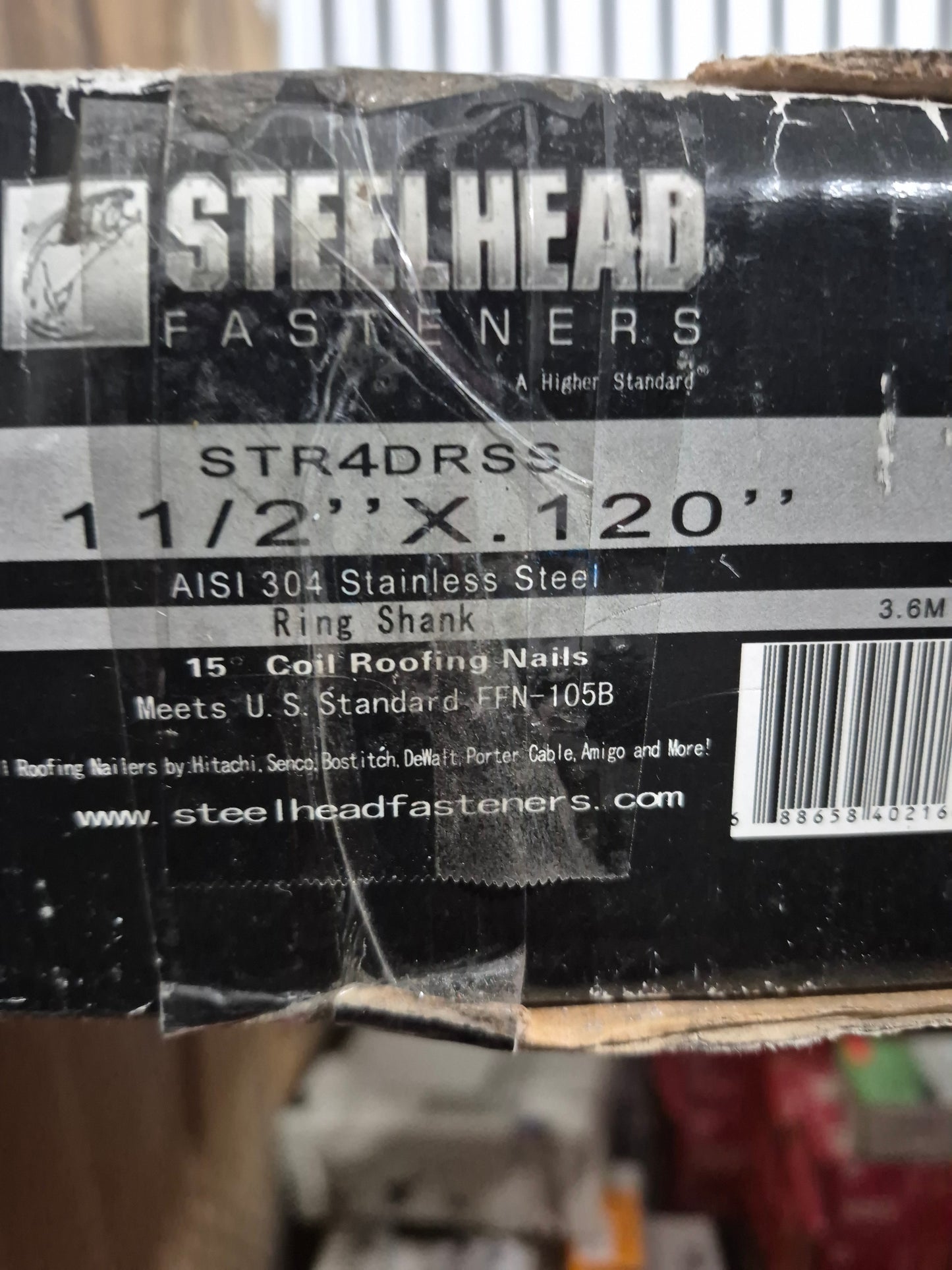 Steelhead 1-1/2"x.120 stainless steel 304 roof / roofing nails 3,600 nails