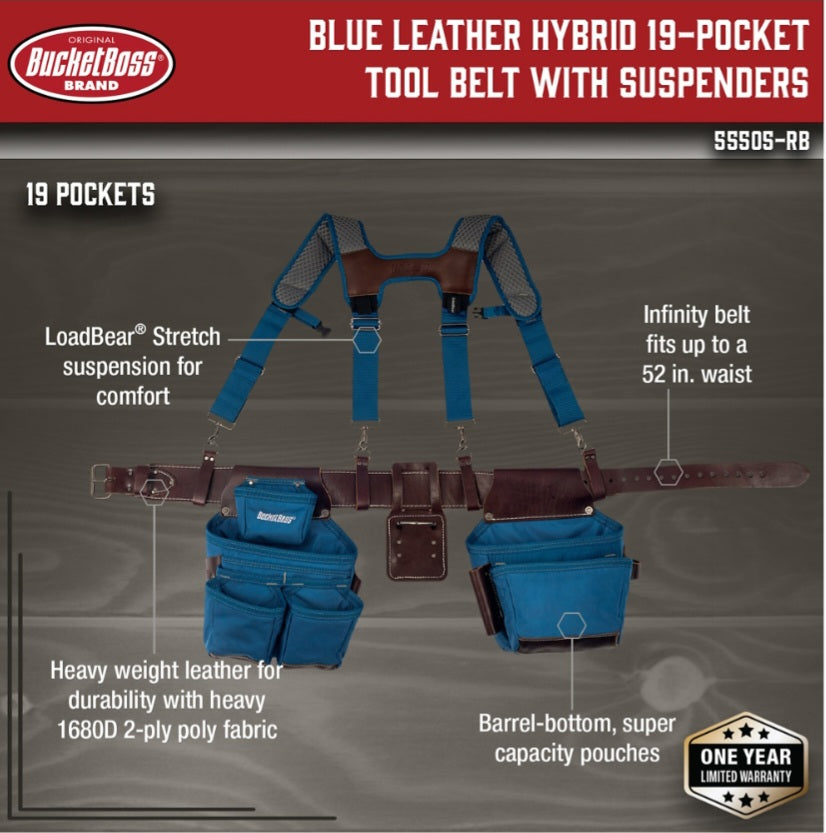 Bucket Boss, Tool Belt with Suspenders, Color Model# 55505-RB