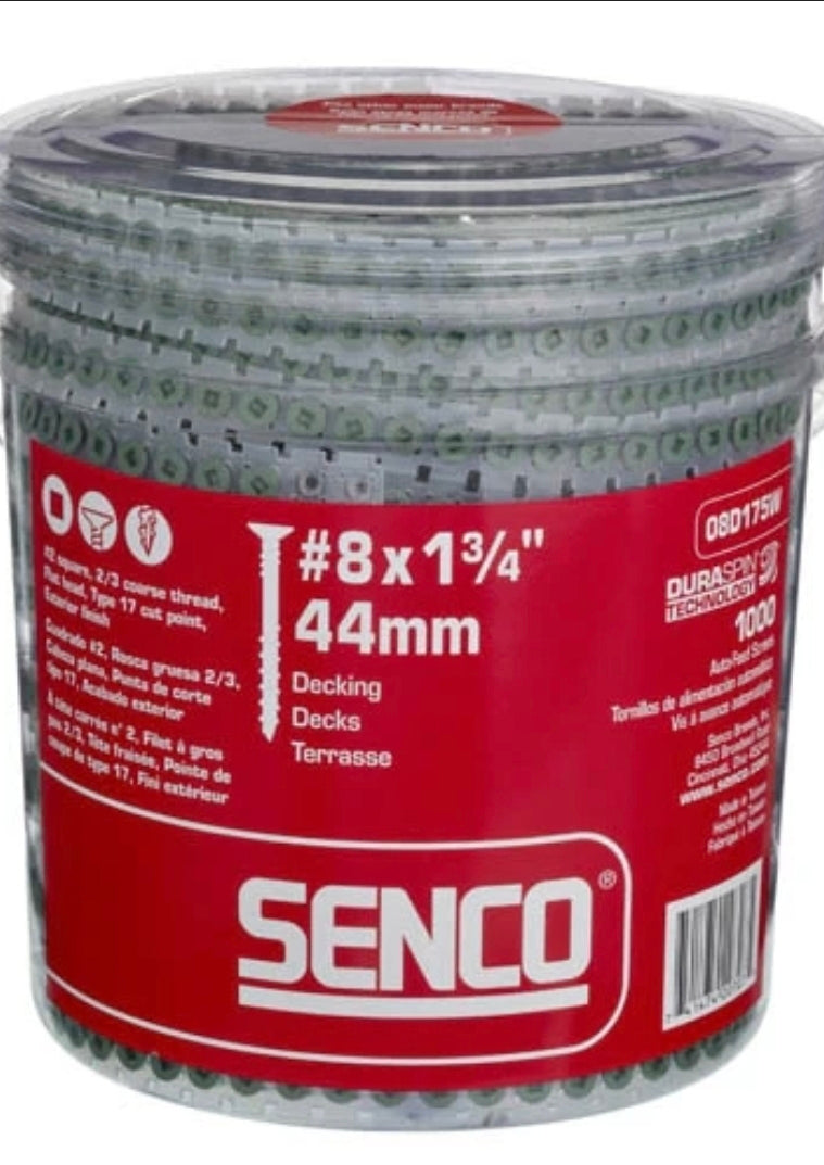 senco 08d175w #8x1-3/4" deck screws x1000 1 bucket