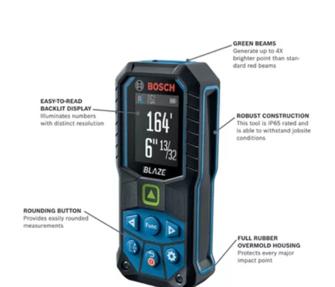 Bosch GLM165-25g Distance Laser 165'/50 meters, green laser