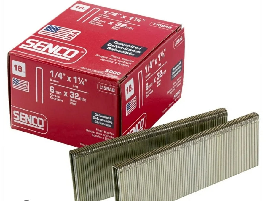 Senco L15BAB 1/4"x1-1/4" 18ga crown staples galvanized 5,000 qty